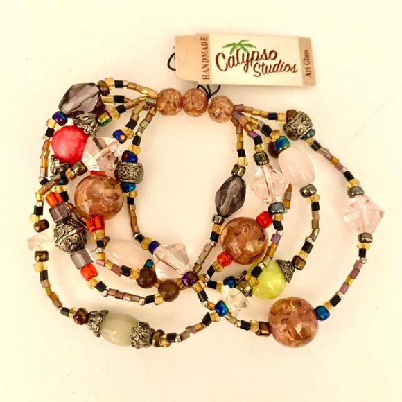 NWT Calypso Studios Handmade Art Glass Bracelet - Picture 5 of 10